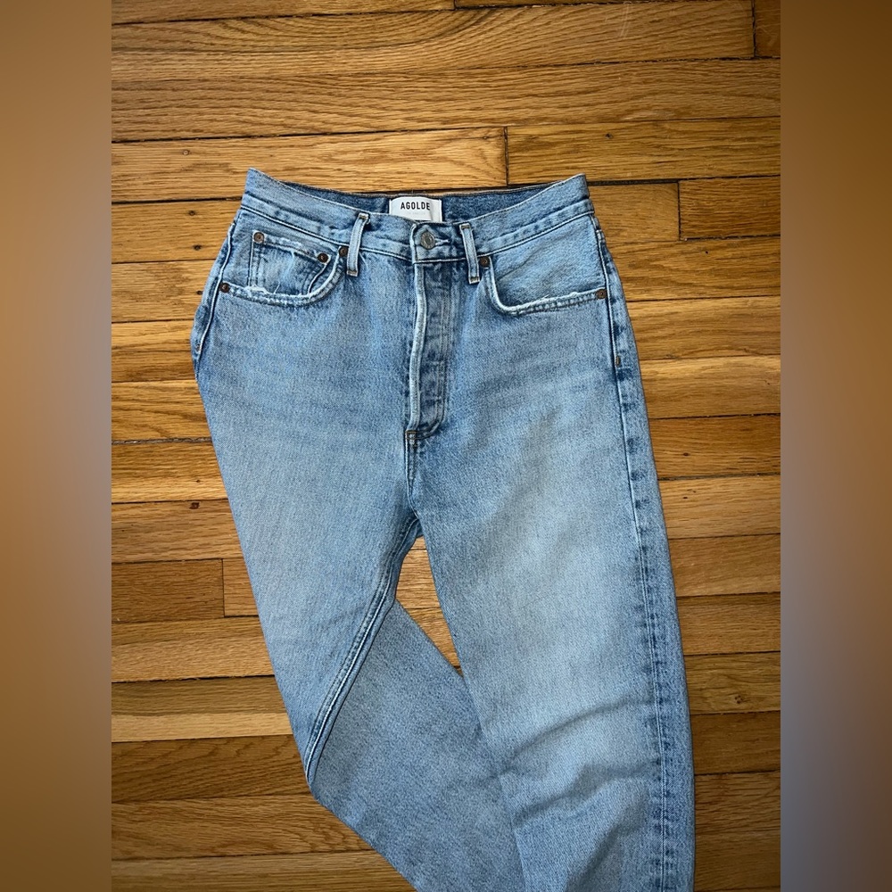 Agolde Riley High Rise Straight Jeans.